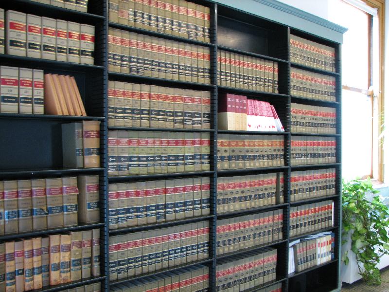 Law library book shelf full of books